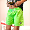 Neon Green Checker Swim Trunks - Swim Trunks - 3
