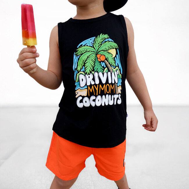 Neon Orange Checker Swim Trunks - Swim Trunks - 4