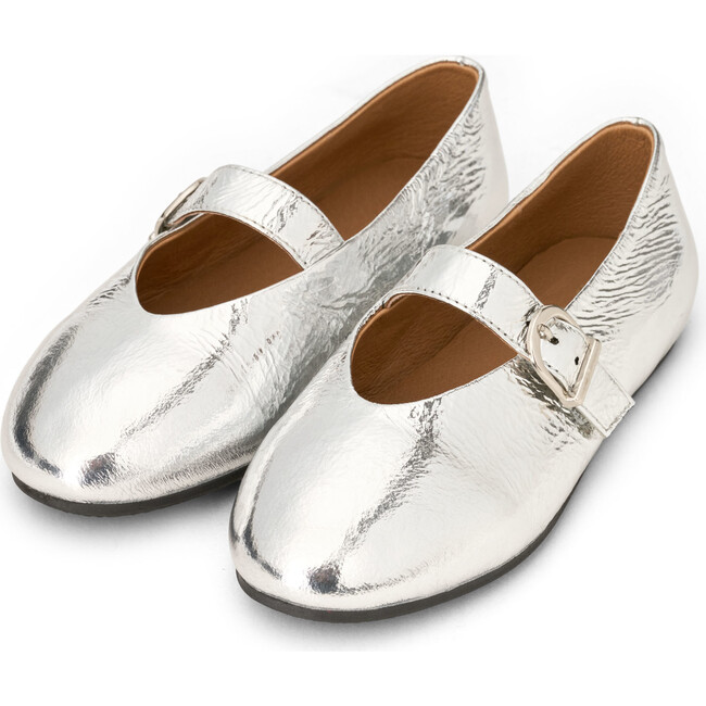 Sydney Leather Ballet Flats, Silver
