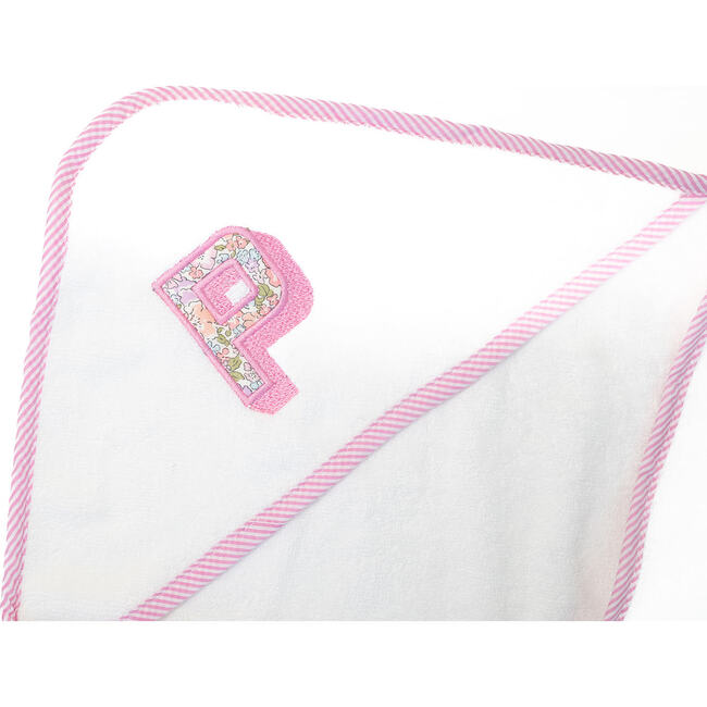 Custom Embroidered Floral Hooded Towel, Pink