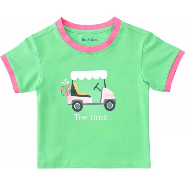 Tee Time T-Shirt, Green/Pink