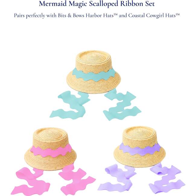 Mermaid Magic Ribbon Set, Aqua/Magenta/Purple