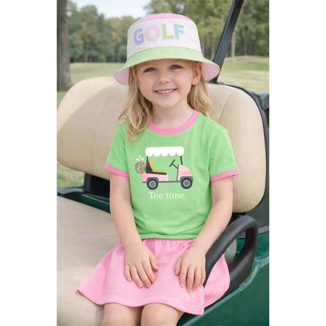 Tee Time T-Shirt, Green/Pink
