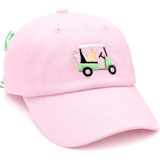 Dog in Golf Cart Bow Baseball Hat, Pink