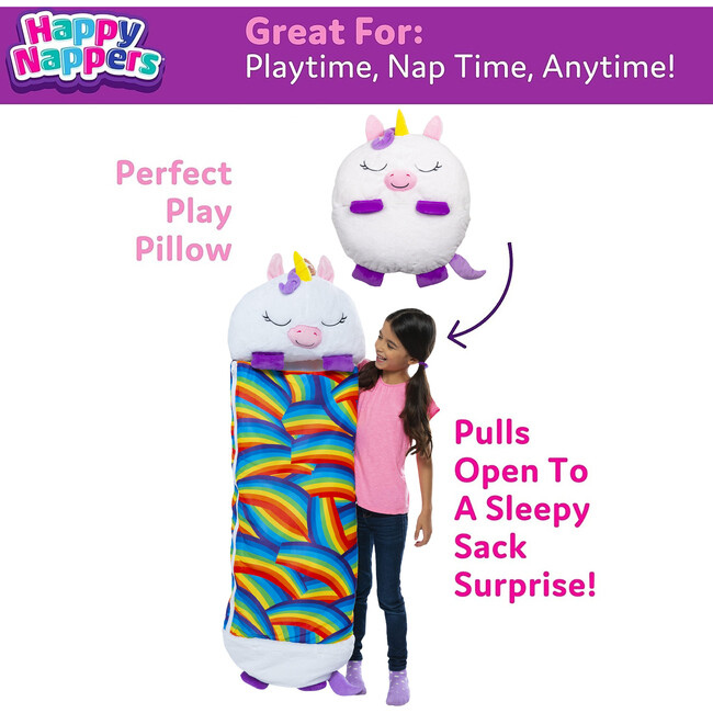 Happy Nappers: Lg - White Unicorn - Plush - 3