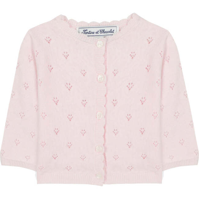 TARTINE ET CHOCOLAT Openwork Knit Baby Cardigan - Rose Pale