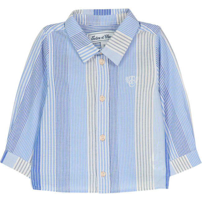 TARTINE ET CHOCOLAT Aegean Striped Baby Shirt - Blue