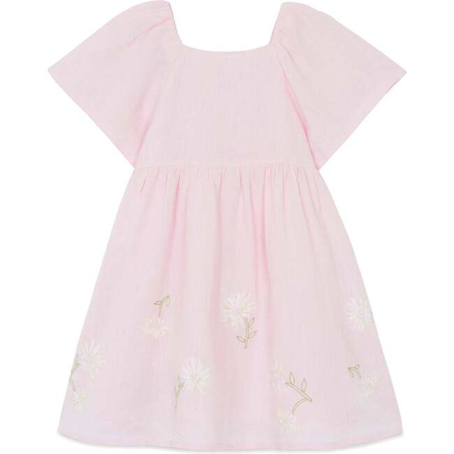 TARTINE ET CHOCOLAT Embrodiered Linen Flutter Dress