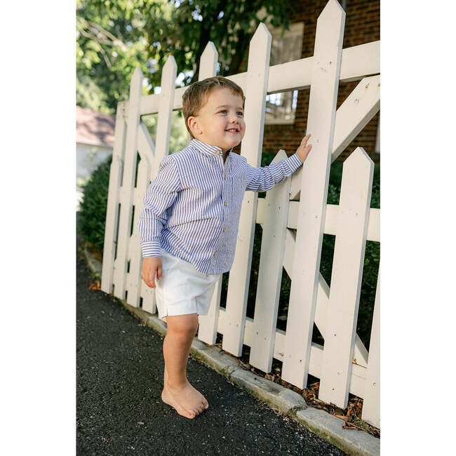 Arthur Long Sleeve Shirt, Navy Ticking Stripe - Polo Shirts - 3