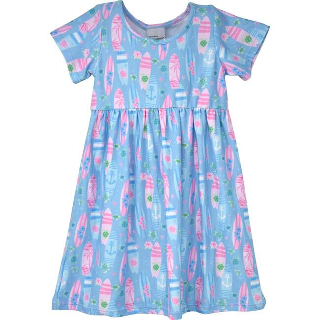UPF 50+ Laya Short Sleeve Tee Dress, Sweet Surfboards