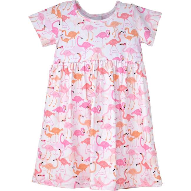 UPF 50+ Laya Short Sleeve Tee Dress, Flamingo Pink