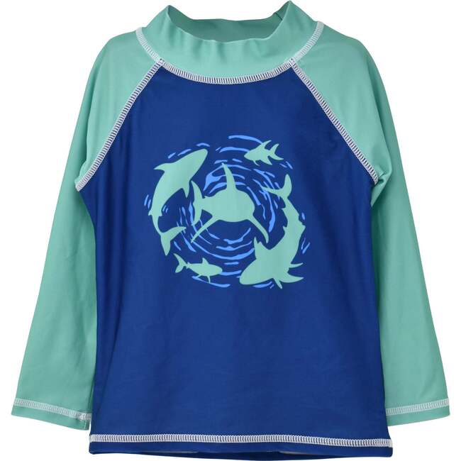 UPF 50+ Graphic Rash Guard Swim Top, Mako Reef