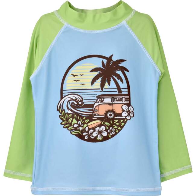UPF 50+ Graphic Rash Guard Swim Top, Vintage Paradise