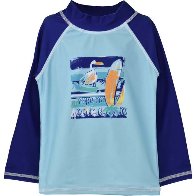 UPF 50+ Graphic Rash Guard Swim Top, Beachy Boards