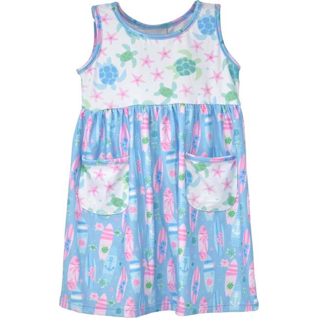 UPF 50+ Dahlia Sleeveless Tee Dress w/ Pockets, Sweet Surfboards
