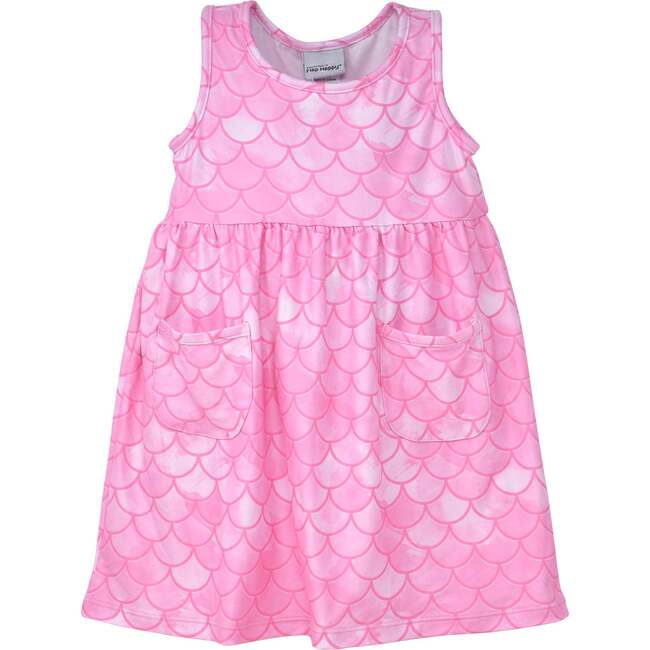 UPF 50+ Dahlia Sleeveless Tee Dress w/ Pockets, Pixie Scales Pink