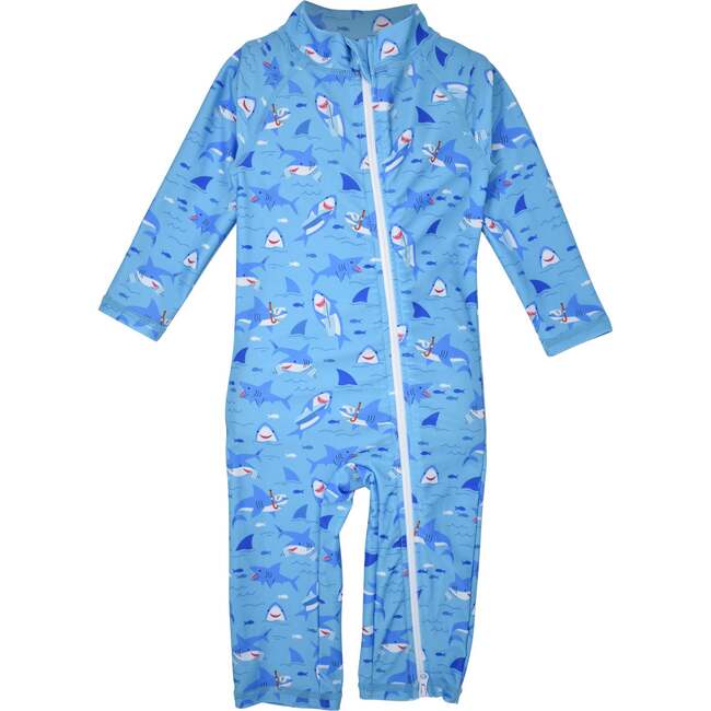 UPF 50+ Long Surf Swimsuit, Ankle Length, Snorkeling Sharks