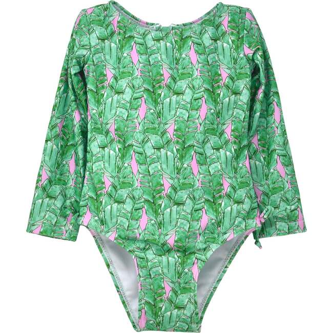 UPF 50+ Charlie L/S Rash Guard Swimsuit, Tropical Fronds