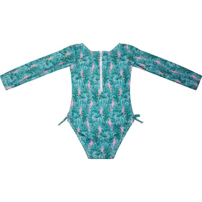 UPF 50+ Charlie L/S Rash Guard Swimsuit, Tropical Fronds