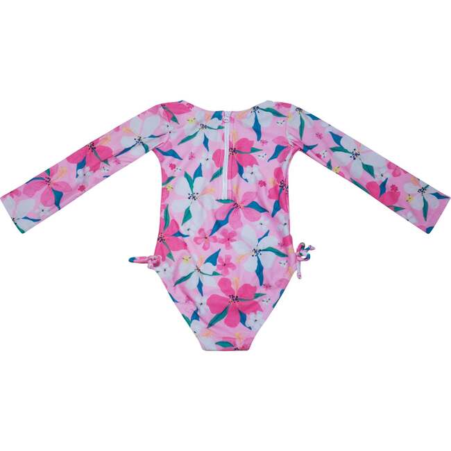 UPF 50+ Charlie L/S Rash Guard Swimsuit, Hibiscus Dream