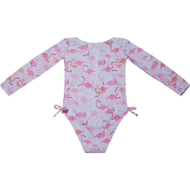 UPF 50+ Charlie L/S Rash Guard Swimsuit, Flamingo Love