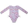 UPF 50+ Charlie L/S Rash Guard Swimsuit, Flamingo Love - One Pieces - 2