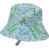 UPF 50+ Bucket Hat, Painted Palms Blue - Sun Hats - 1 - thumbnail