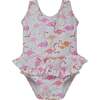 UPF 50+  Stella Infant Ruffle Swimsuit, Flamingo Love - One Pieces - 1 - thumbnail
