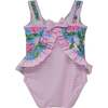 UPF 50+ Stella Infant Ruffle Swimsuit, Peony Patch - One Pieces - 2 - thumbnail