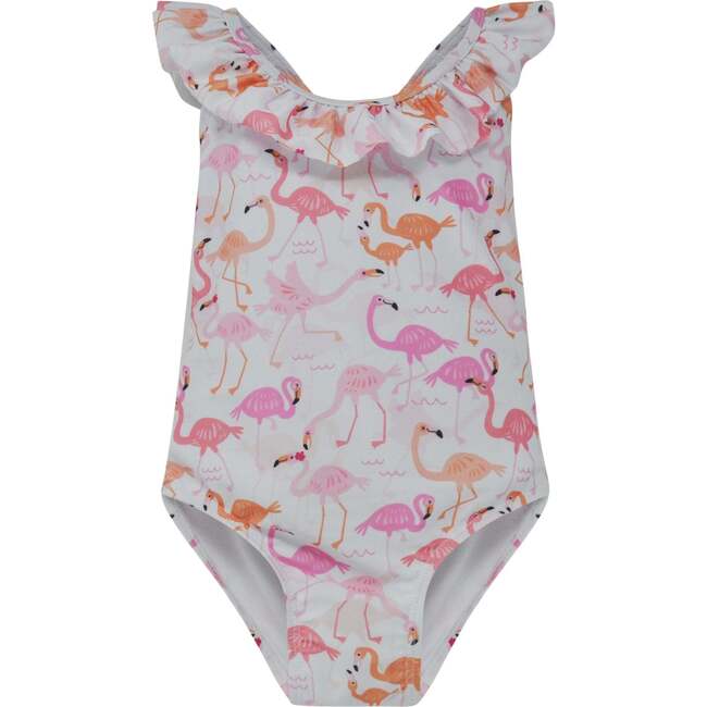 UPF 50+  Mindy Crossback Swimsuit, Flamingo Love
