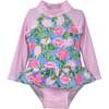 UPF 50+  Alissa Infant Ruffle Rash Guard Swimsuit, Peony Patch - One Pieces - 1 - thumbnail