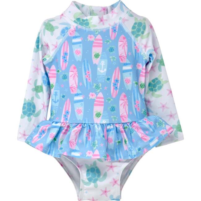 UPF 50+  Alissa Infant Ruffle Rash Guard Swimsuit, Sweet Surfboards