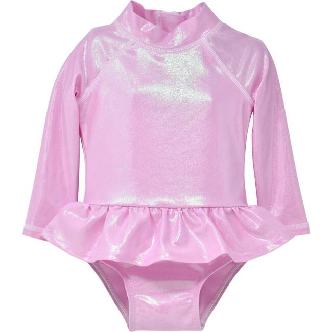 UPF 50+  Alissa Infant Ruffle Rash Guard Swimsuit, Bubble Gum Sparkle