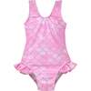 UPF 50+ Delaney Hip Ruffle Swimsuit, Pixie Scales Pink - One Pieces - 1 - thumbnail