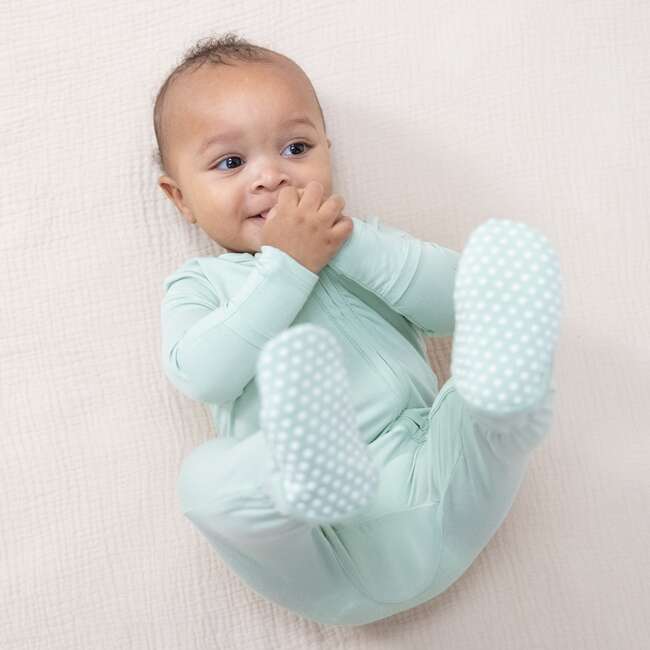 Solid Misty Blue - 2 Way Zipper Footie