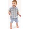 Western Boot Plaid - Short Sleeve Western Pearl Snap Shirt with Casual Short - Mixed Apparel Set - 1 - thumbnail