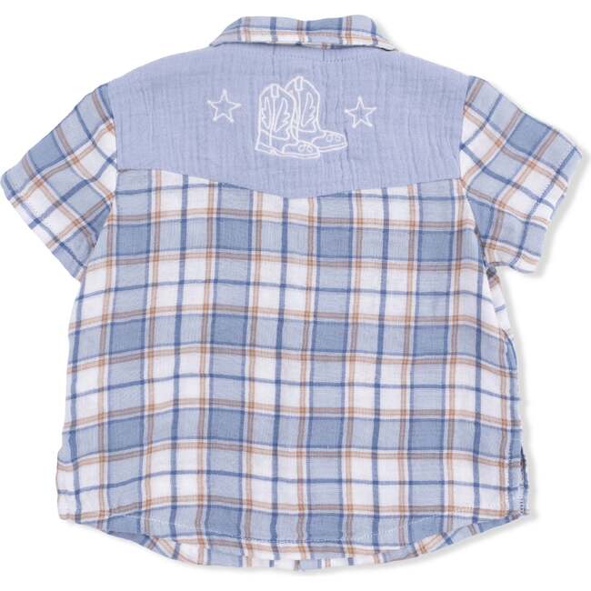 Western Boot Plaid - Short Sleeve Western Pearl Snap Shirt with Casual Short - Mixed Apparel Set - 3