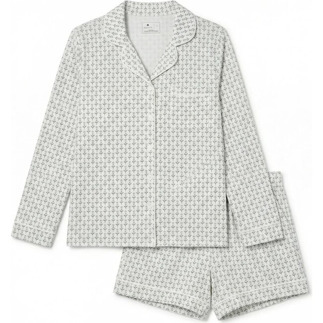 Lavender Lane Long Sleeve & Shorts Bamboo Women's Pajama Set, Delicate Purple & Green Floral