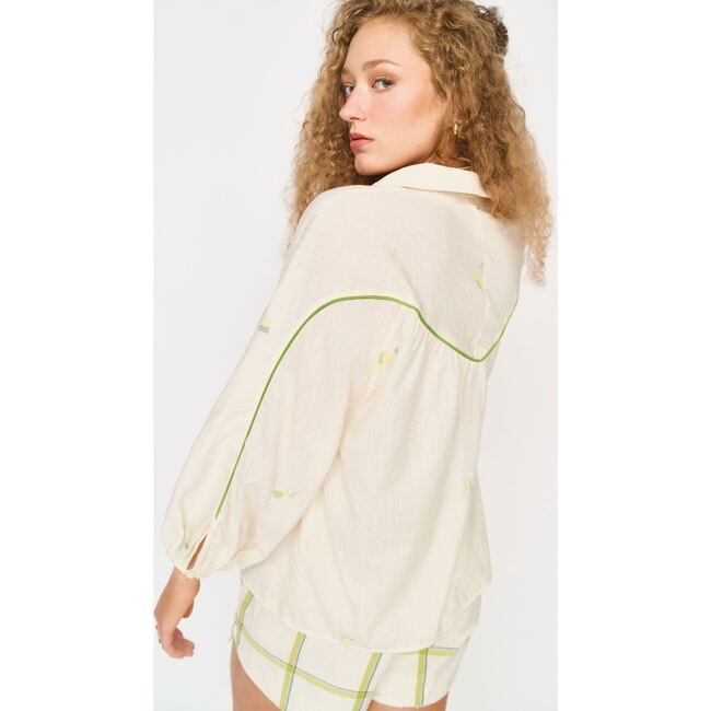 Midland Top, Lime Jamdani - Blouses - 4