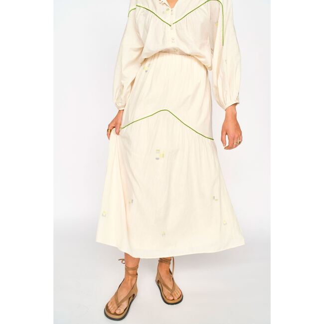 Brighton Skirt, Lime Jamdani - Skirts - 4
