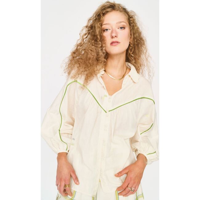 Midland Top, Lime Jamdani - Blouses - 6