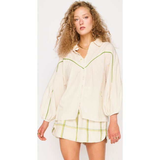 Midland Top, Lime Jamdani - Blouses - 7
