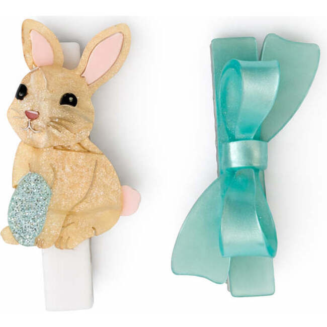 Bunny & Mint Satin Bow Hair Clips