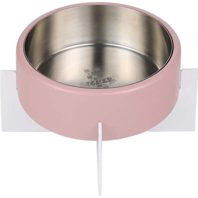 Intersecta Concrete and Stainless Steel Bowl 16oz (2 Cups) with Metal Stand Pet Feeder, Pink/White