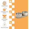 Marbre Modern Weighted Double Marble and Stainless Steel Bowl 12oz (1.5 Cups) Feeder with Non-Slip Marble Tray Set, Gray/Brown - Pet Bowls & Feeders - 4