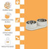 Marbre Modern Weighted Double Marble and Stainless Steel Bowl 12oz (1.5 Cups) Feeder with Non-Slip Marble Tray Set, White - Pet Bowls & Feeders - 4