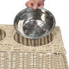 Serenity 6.9" Elevated Wicker Pet Feeder with 18oz (2.2 Cups) 2-Stainless Steel Bowls, Almond - Pet Bowls & Feeders - 5