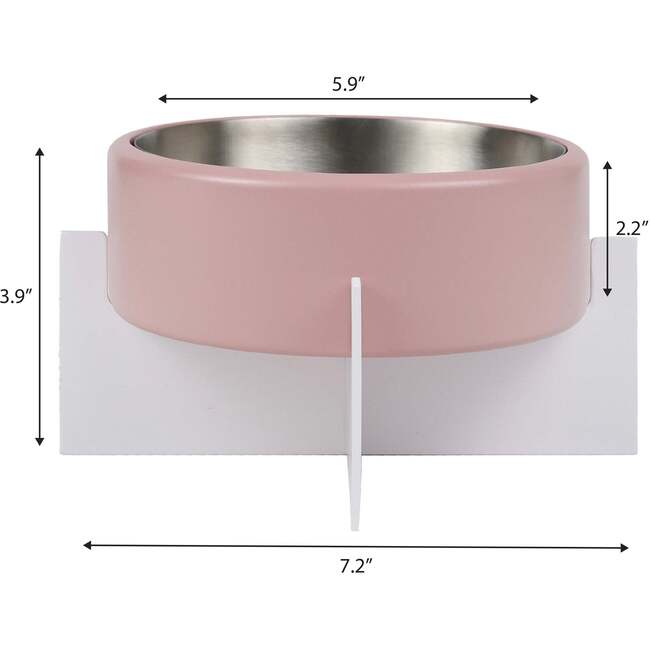 Intersecta Concrete and Stainless Steel Bowl 16oz (2 Cups) with Metal Stand Pet Feeder, Pink/White - Pet Bowls & Feeders - 5