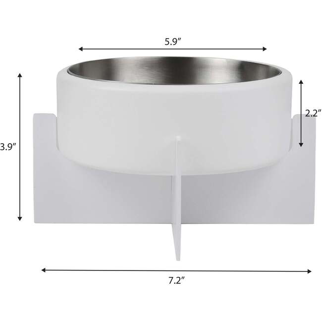 Intersecta Concrete and Stainless Steel Bowl 16oz (2 Cups) with Metal Stand Pet Feeder, White - Pet Bowls & Feeders - 5