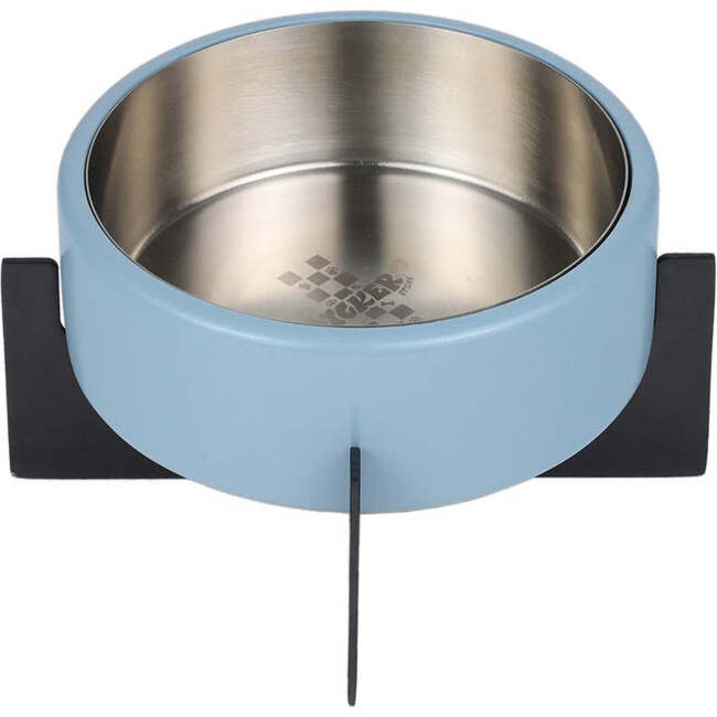 Intersecta Concrete and Stainless Steel Bowl 16oz (2 Cups) with Metal Stand Pet Feeder, Blue/Black